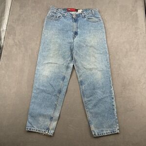 Vintage Levi's Jeans Mens 36x30 Blue Denim Silver Tab Loose Tapered Leg‎ Raw Hem